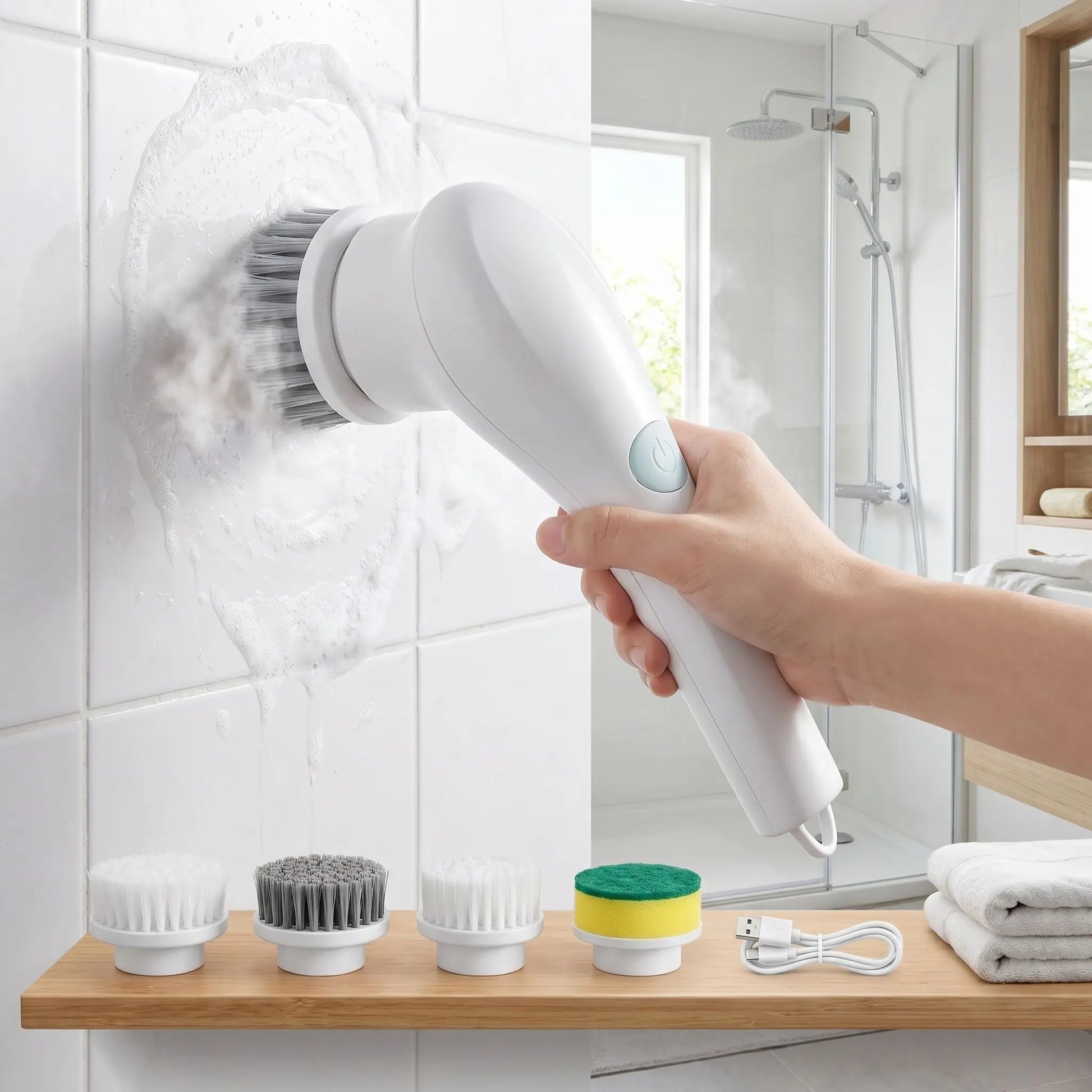 Brosse électrique nettoyage 5 en 1 nettoyant carreaux salle bain