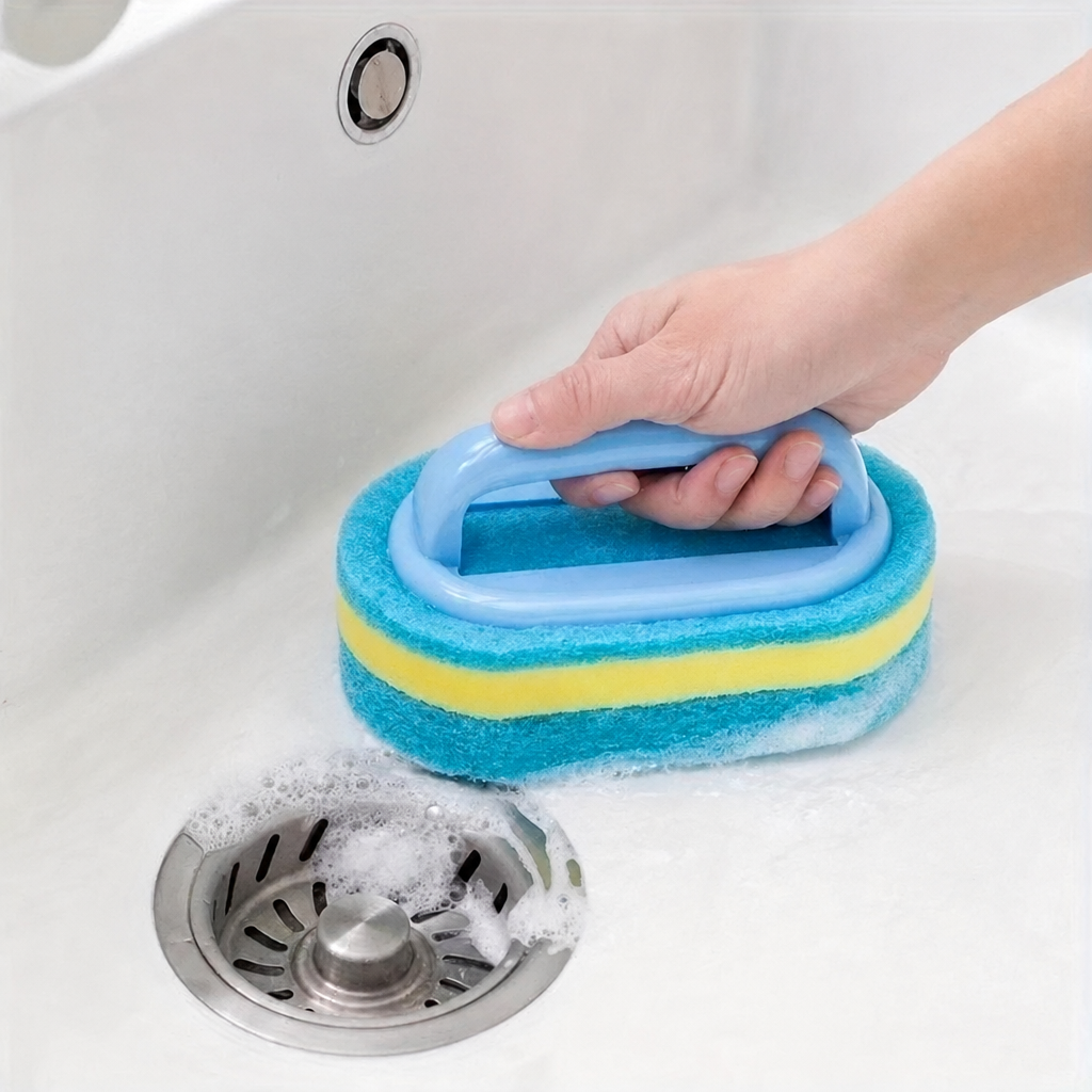Brosse nettoyante salle de bain Éponge nettoyant un lavabo