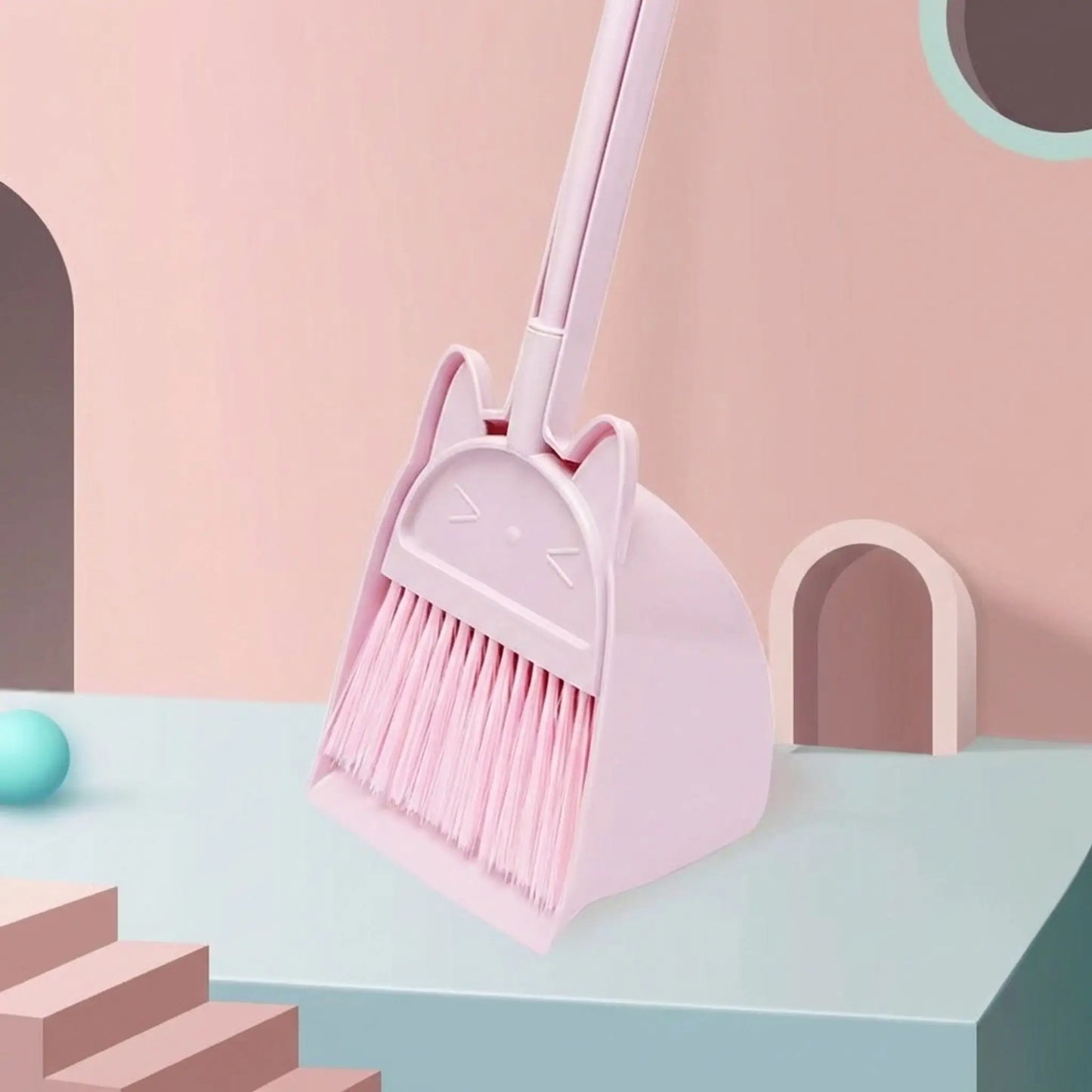 Pelle balayette nettoyage enfant rose