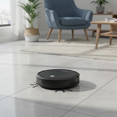 Aspirateur robot noir pour nettoyage parquet