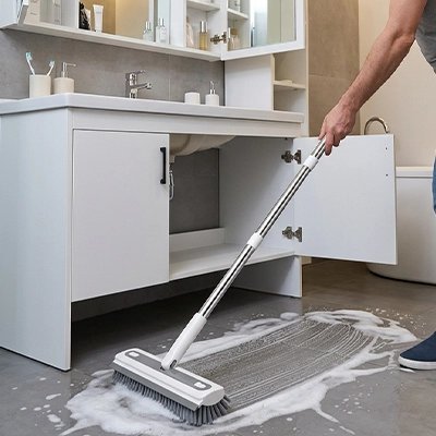 balai brosse à tête pivotante pour nettoyage sous meubles