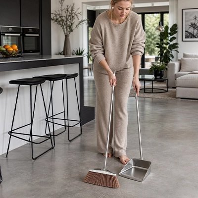 Balai classique avec pelle pour nettoyage sol maison