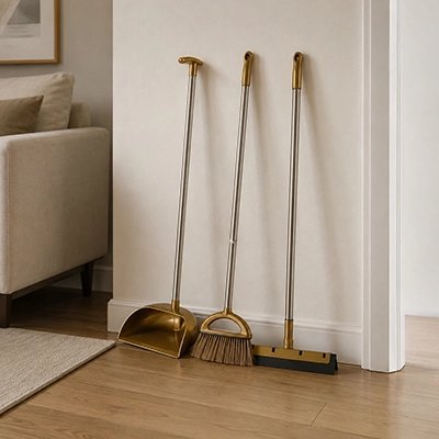Balai Trio Ménage avec pelle et raclette pour le nettoyage des sols
