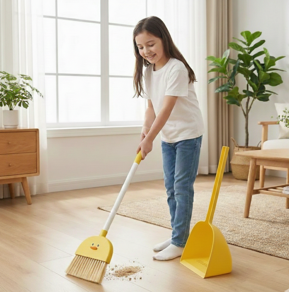 fille nettoie avec balayette CleanDuck