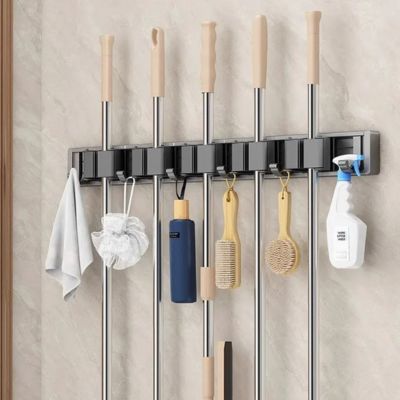 porte balai mural multifonction avec crochets