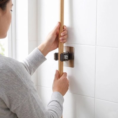 Porte balai mural Muraclip fixé au mur pour maintenir manche balai
